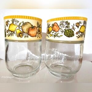 VINTAGE SET OF 2 GEMCO SPICE OF LIFE JARS SPICE SHAKERS MCM CORNINGWARE